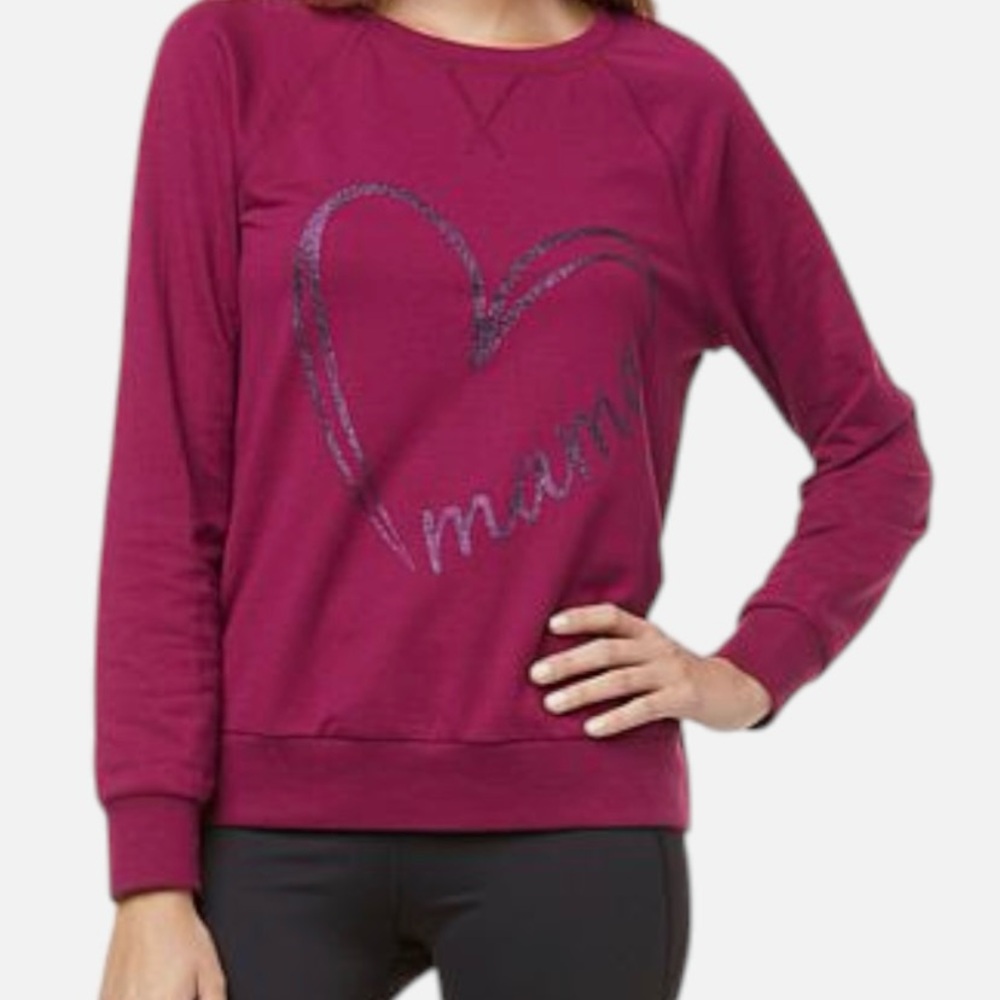 Lacey Chabert Plum Heart Graphic Mama Womens Luxe French Terry Pullover Top S